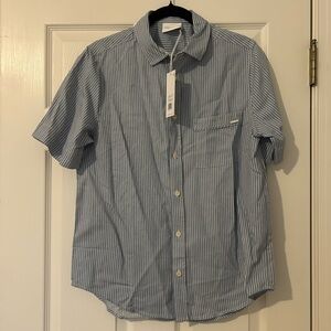 Cozy Earth Classic Blue Striped Men's Casual Shirt